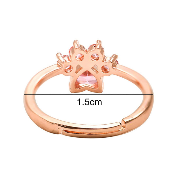 Ring Cats Paw Design Adjustable Alloy Women Round Opening Ring for Party Image 7