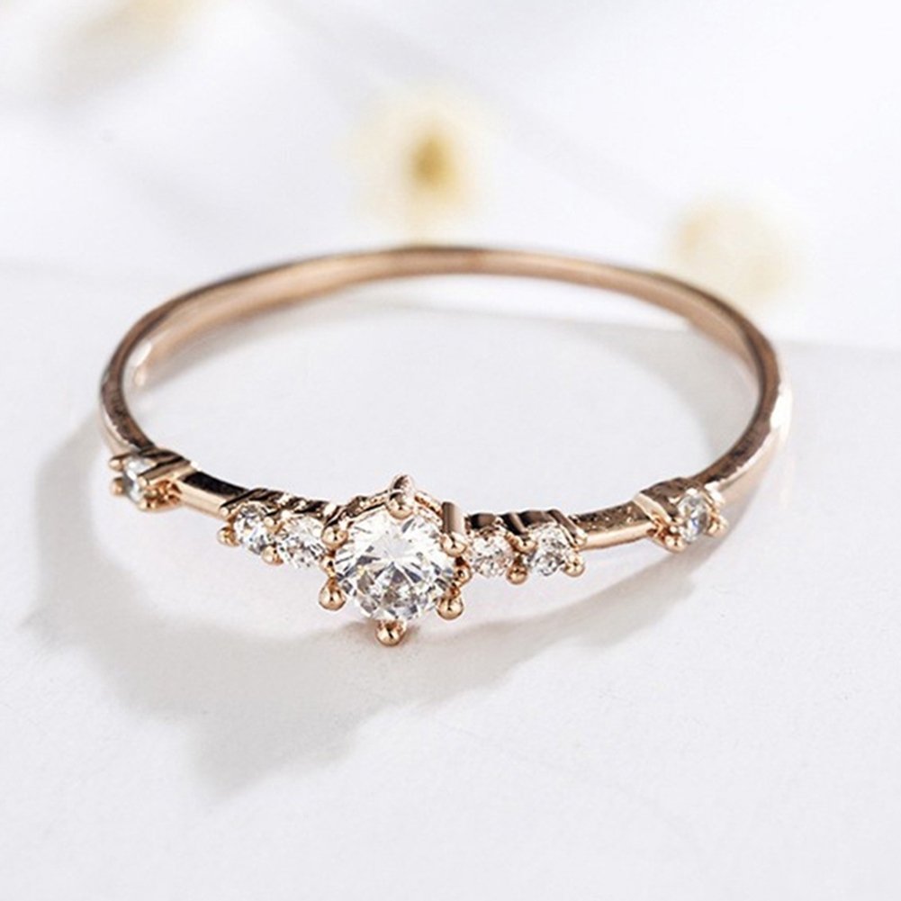 Women Fashion Plating Rhinestone Inlaid Finger Ring Party Jewelry Image 2