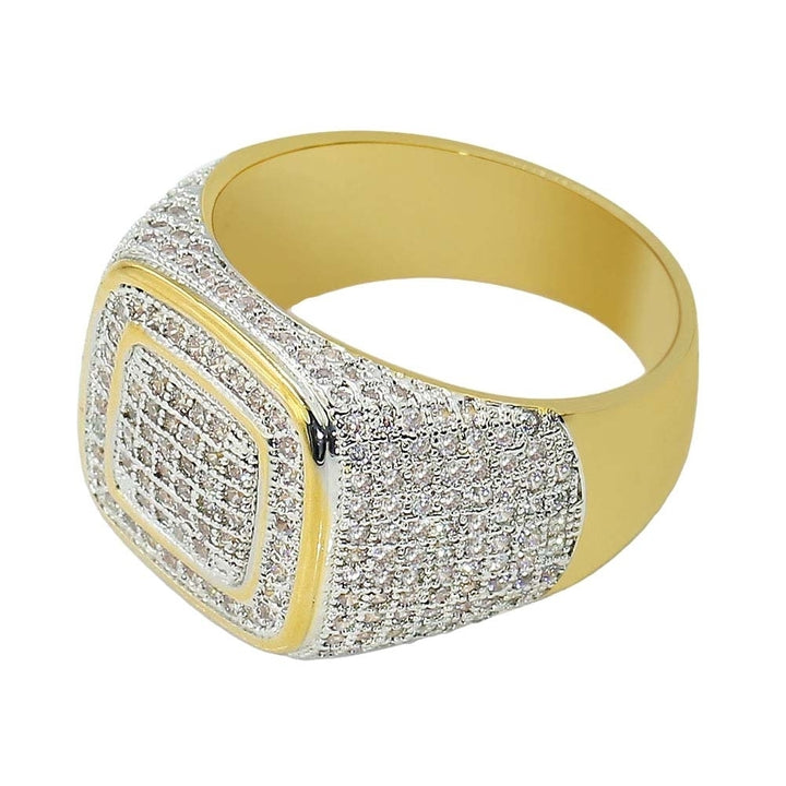 Glitter Men Square Full Rhinestone Inlaid Finger Ring Wedding Engagement Jewelry Image 4