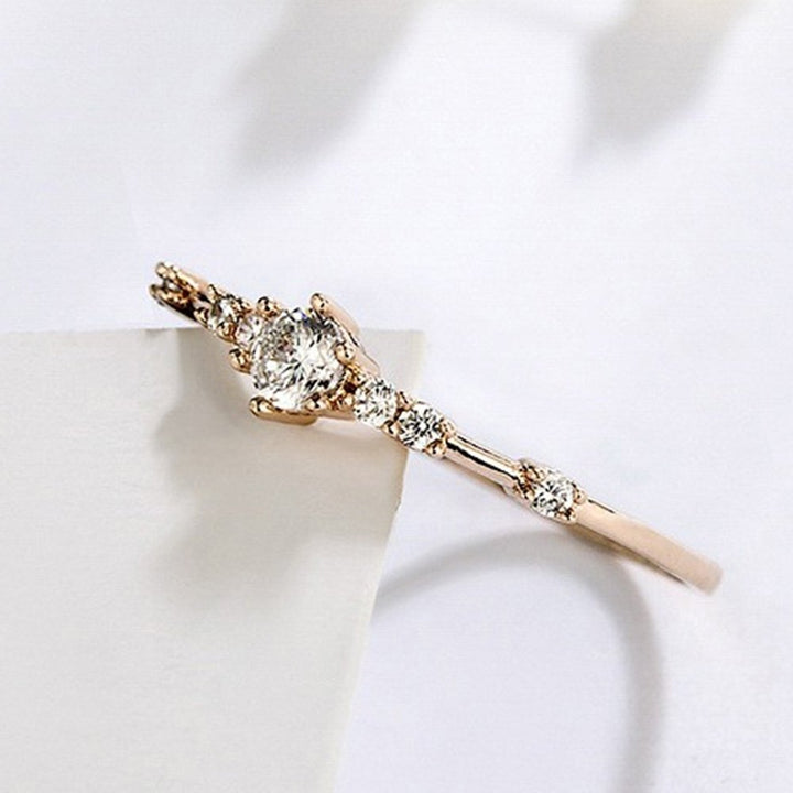 Women Fashion Plating Rhinestone Inlaid Finger Ring Party Jewelry Image 3