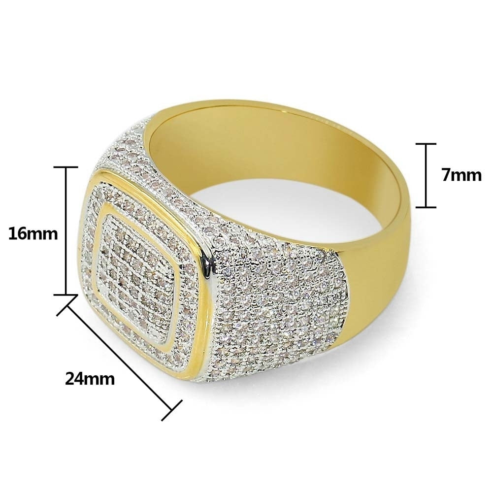 Glitter Men Square Full Rhinestone Inlaid Finger Ring Wedding Engagement Jewelry Image 6