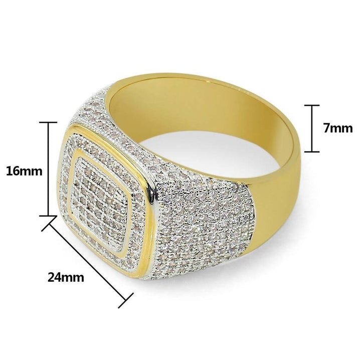 Glitter Men Square Full Rhinestone Inlaid Finger Ring Wedding Engagement Jewelry Image 6