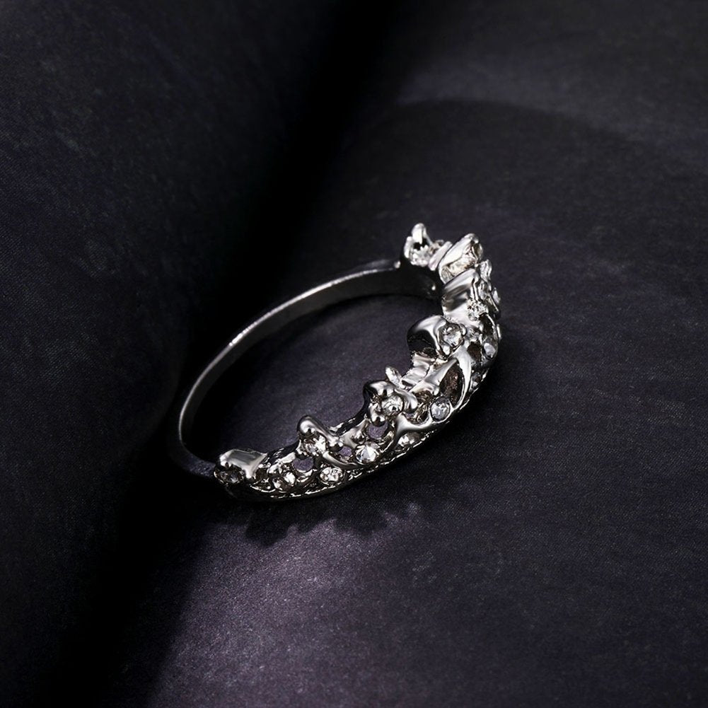 Women Fashion Rhinestone Inlaid Hollow Crown Finger Ring Wedding Jewelry Gift Image 9