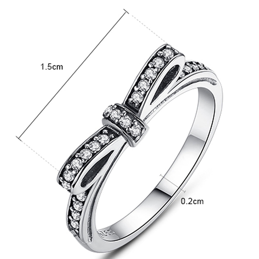 Women Cute Sparkling Rhinestone Inlaid Bow Knot Finger Ring Party Jewelry Gift Image 4