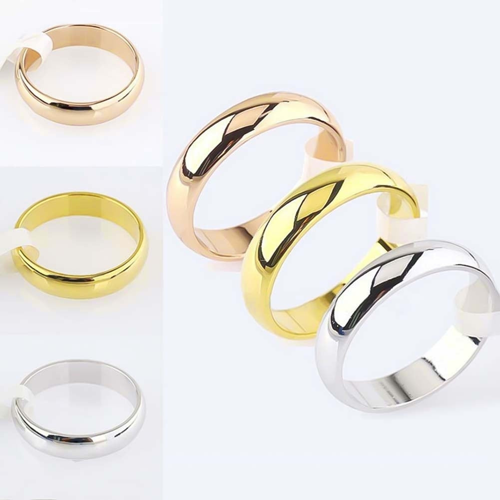 Fashion Unisex Fine Polishing Dome Stainless Steel Finger Ring Wedding Jewelry Image 3