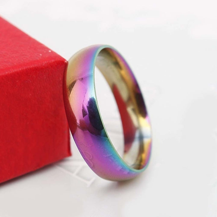 Fashion Rainbow Dome Stainless Steel Finger Ring Couple Wedding Jewelry Gift Image 10