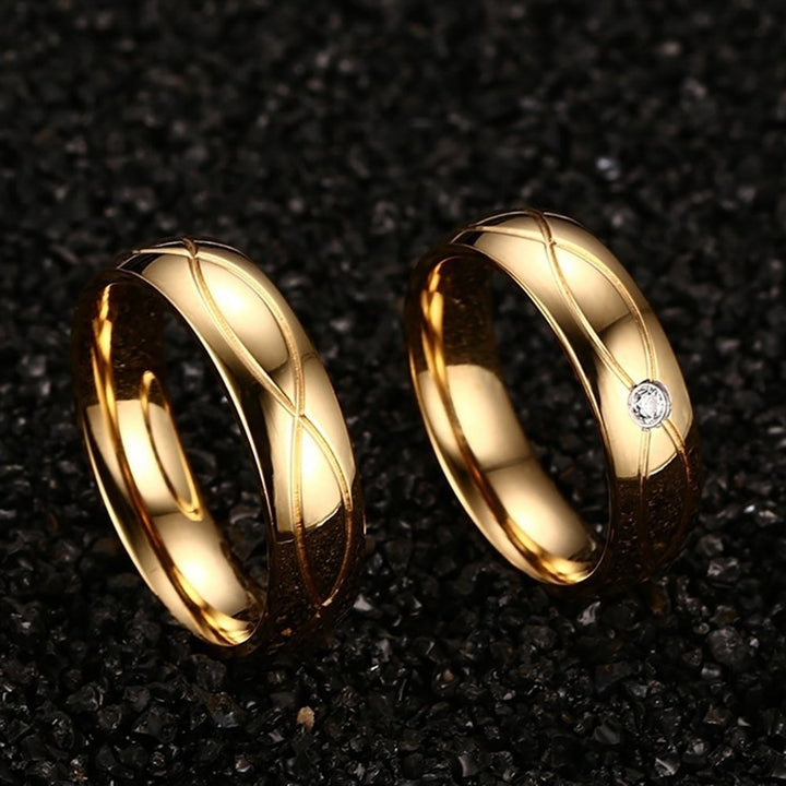 Fashion Rhinestone Titanium Steel Couple Ring Wedding Engagement Jewelry Gift Image 4