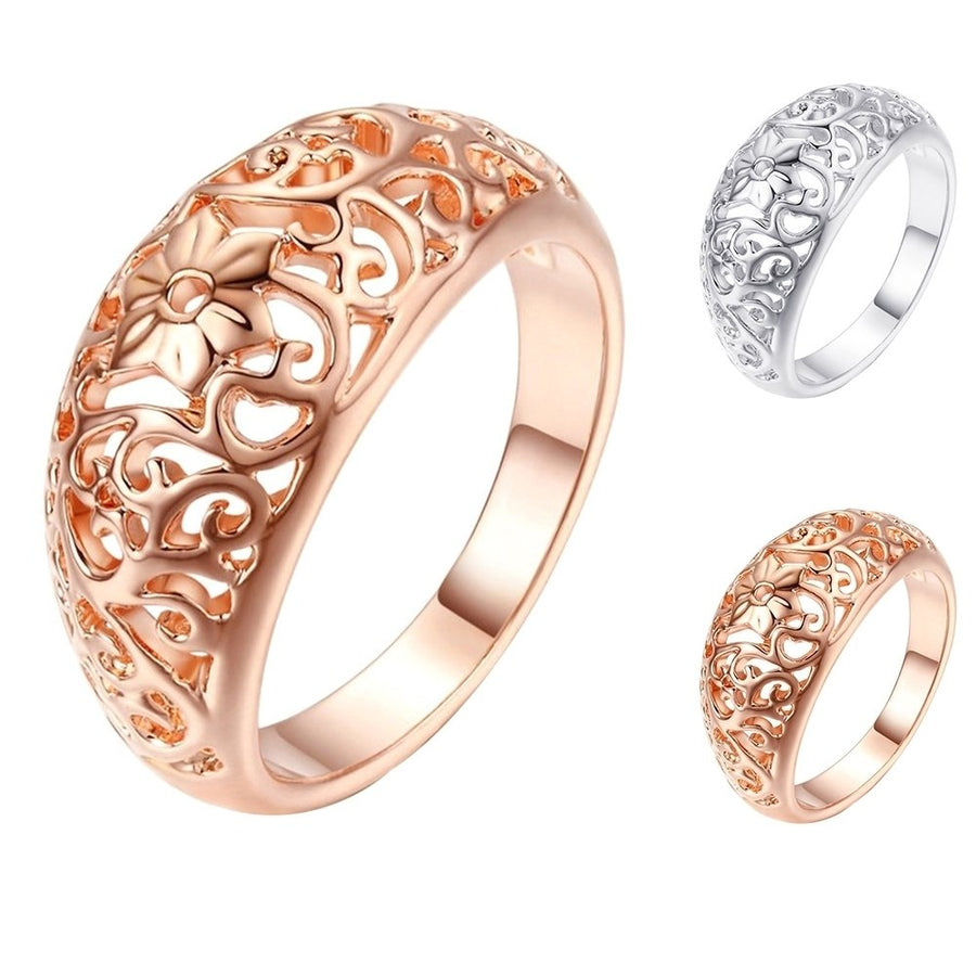 Fashion Women Hollow Flower Band Handmade Finger Ring Engagement Jewelry Deor Image 1