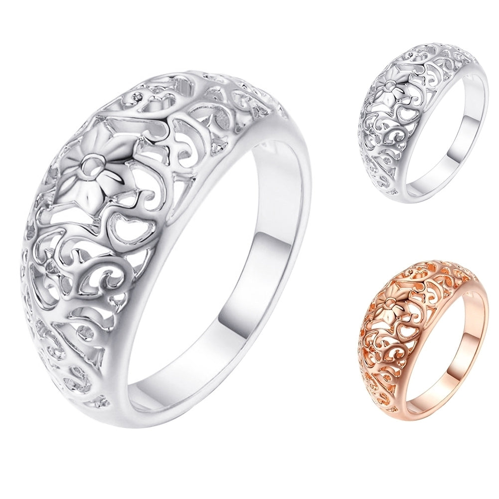 Fashion Women Hollow Flower Band Handmade Finger Ring Engagement Jewelry Deor Image 2