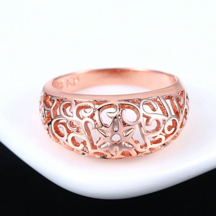 Fashion Women Hollow Flower Band Handmade Finger Ring Engagement Jewelry Deor Image 3