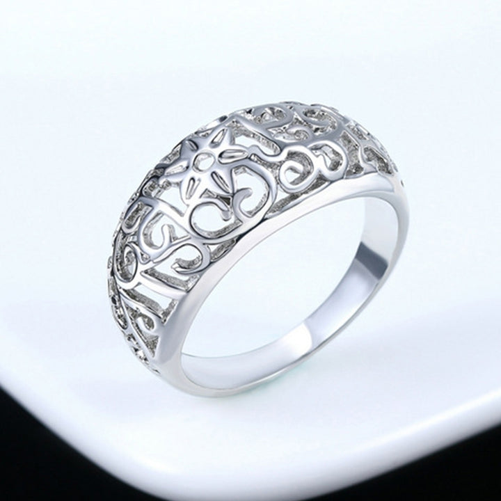 Fashion Women Hollow Flower Band Handmade Finger Ring Engagement Jewelry Deor Image 4