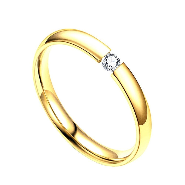 Unisex Fashion Cubic Zirconia Stainless Steel Couple Wedding Finger Ring Jewelry Image 3