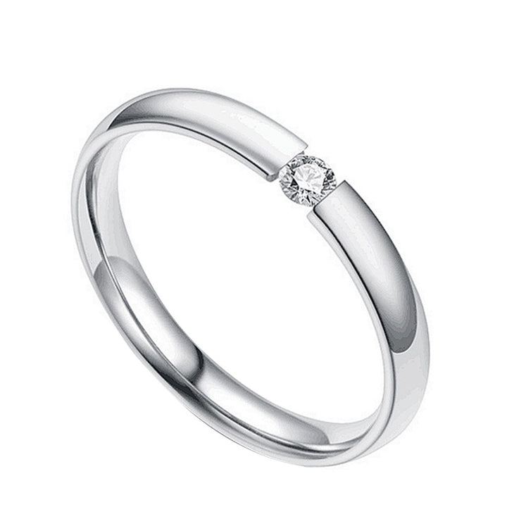Unisex Fashion Cubic Zirconia Stainless Steel Couple Wedding Finger Ring Jewelry Image 4