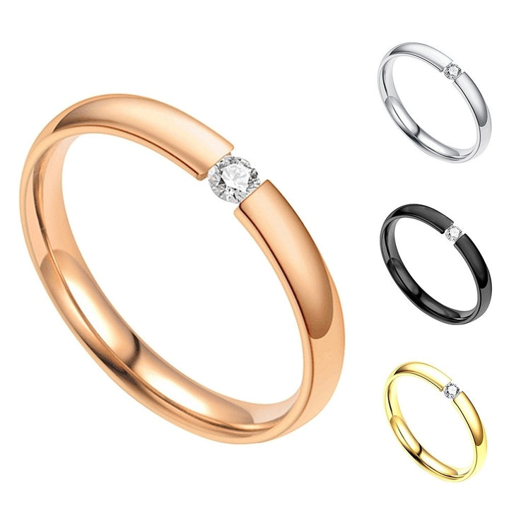 Unisex Fashion Cubic Zirconia Stainless Steel Couple Wedding Finger Ring Jewelry Image 7