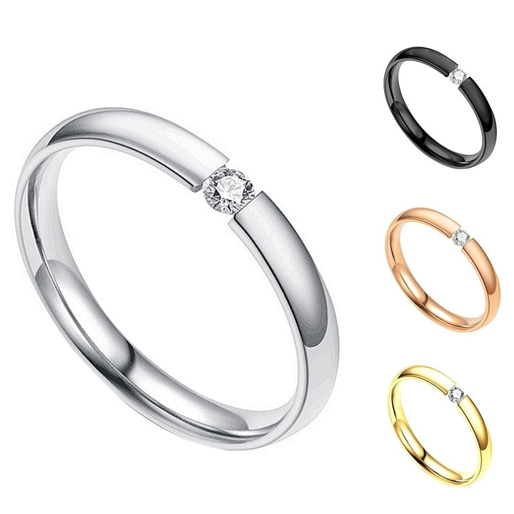 Unisex Fashion Cubic Zirconia Stainless Steel Couple Wedding Finger Ring Jewelry Image 8