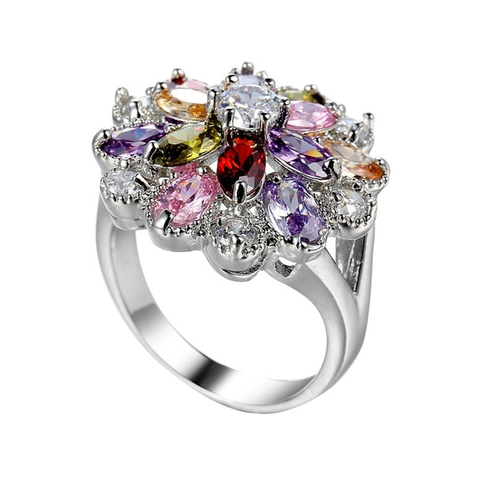 Women Multicolor Cubic Zirconia Inlaid Ring Wedding Engagement Jewelry Gift Image 10