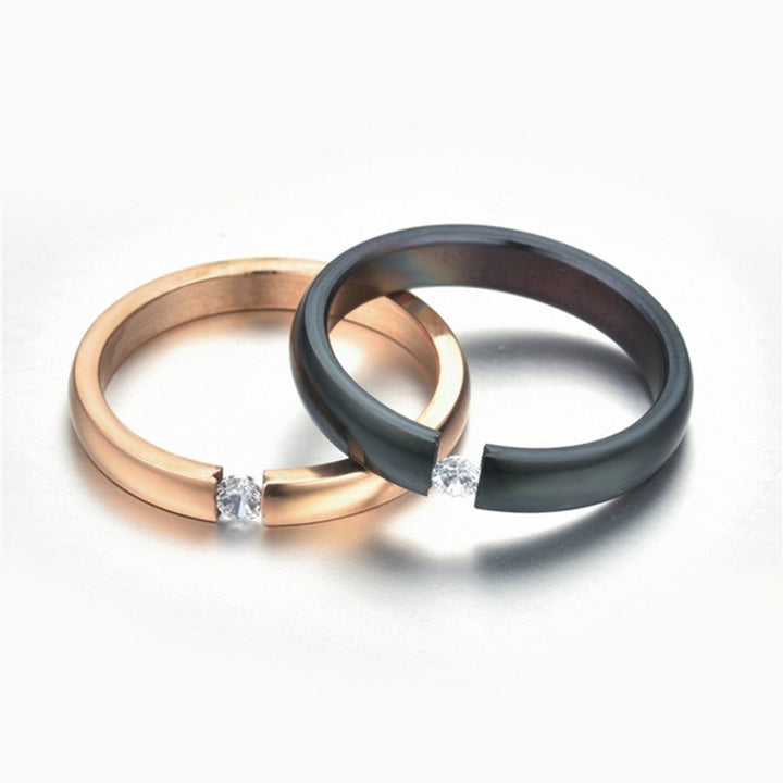 Unisex Fashion Cubic Zirconia Stainless Steel Couple Wedding Finger Ring Jewelry Image 9