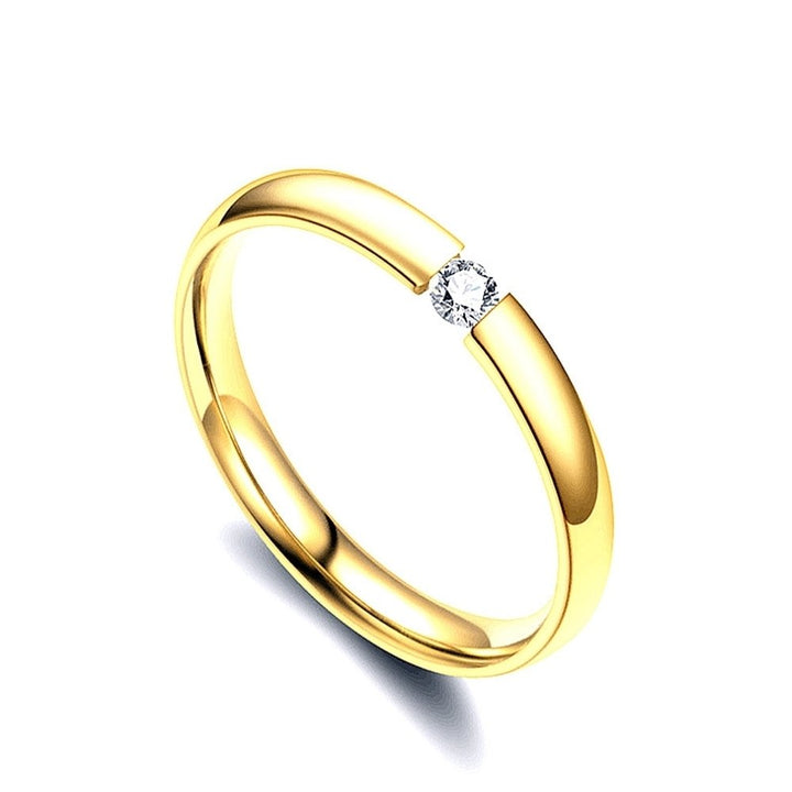 Unisex Fashion Cubic Zirconia Stainless Steel Couple Wedding Finger Ring Jewelry Image 12