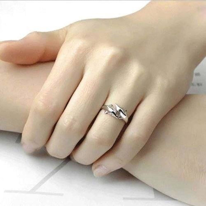 Fashion Women Silver Plated Double Dolphin Opening Adjustable Finger Ring Gift Image 7