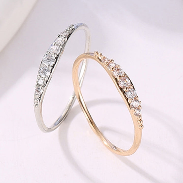 Women Men Alloy Plating Zircon Inlaid Finger Ring Party Jewelry Accessory Gift Image 1