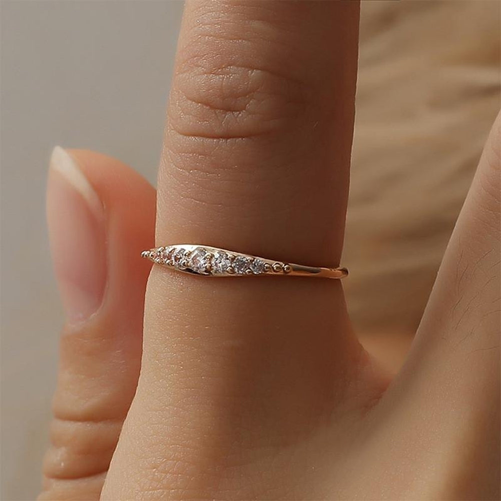 Women Men Alloy Plating Zircon Inlaid Finger Ring Party Jewelry Accessory Gift Image 3