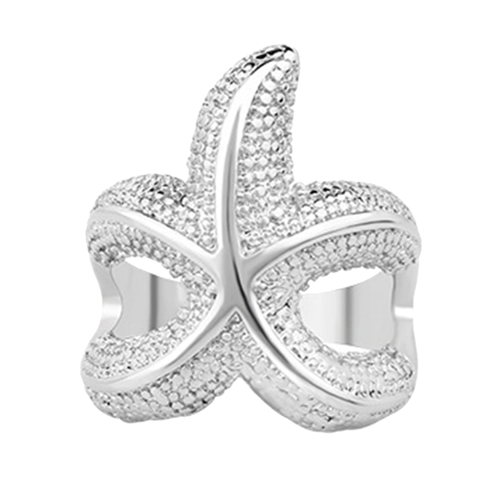 Fashion Women Silver Plated Starfish Finger Ring Party Jewelry Birthday Gift Image 1