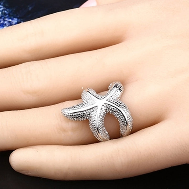 Fashion Women Silver Plated Starfish Finger Ring Party Jewelry Birthday Gift Image 3