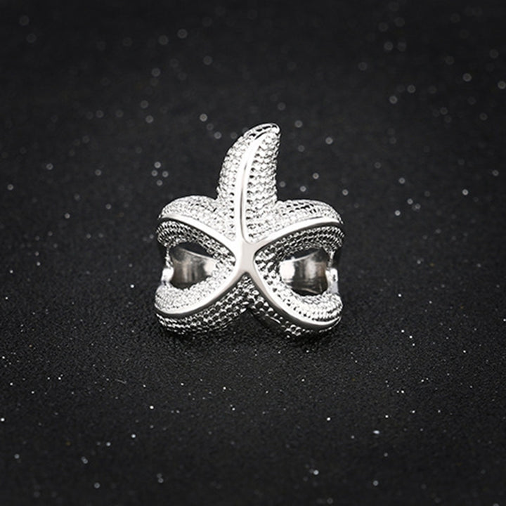 Fashion Women Silver Plated Starfish Finger Ring Party Jewelry Birthday Gift Image 4