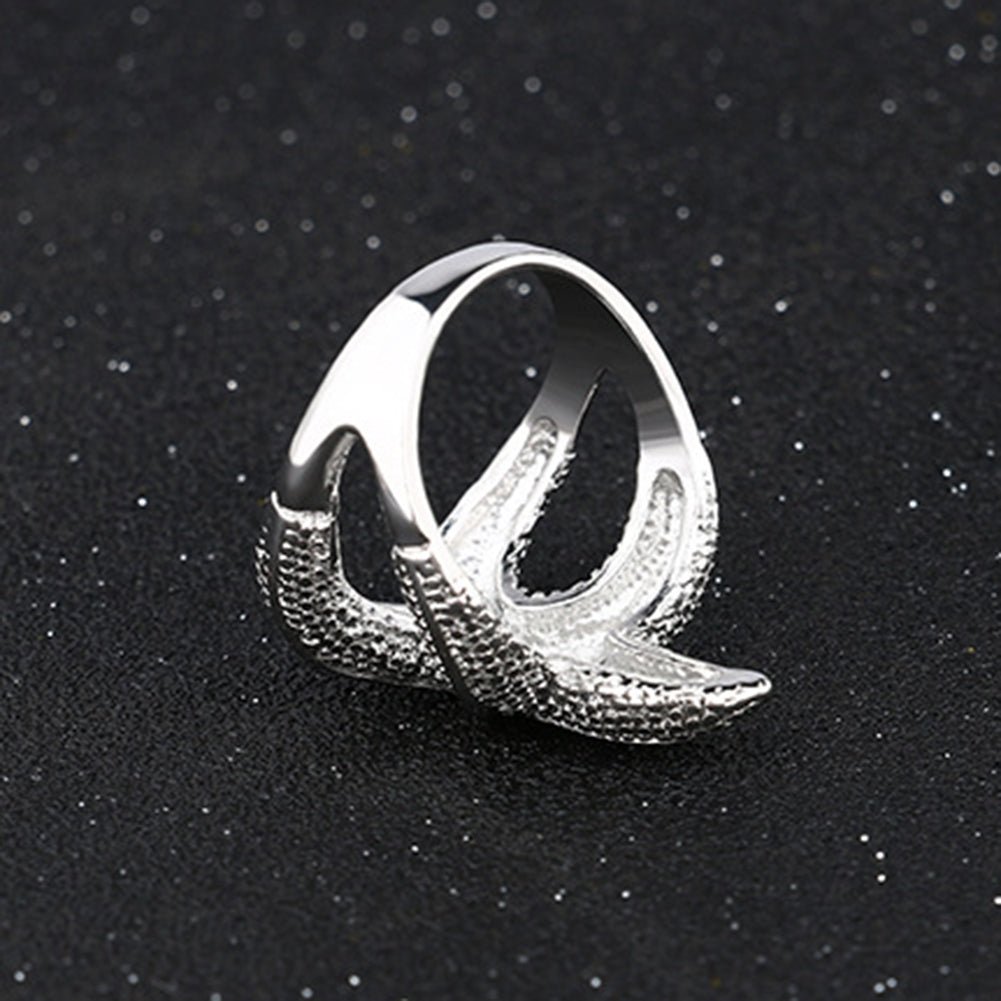 Fashion Women Silver Plated Starfish Finger Ring Party Jewelry Birthday Gift Image 7