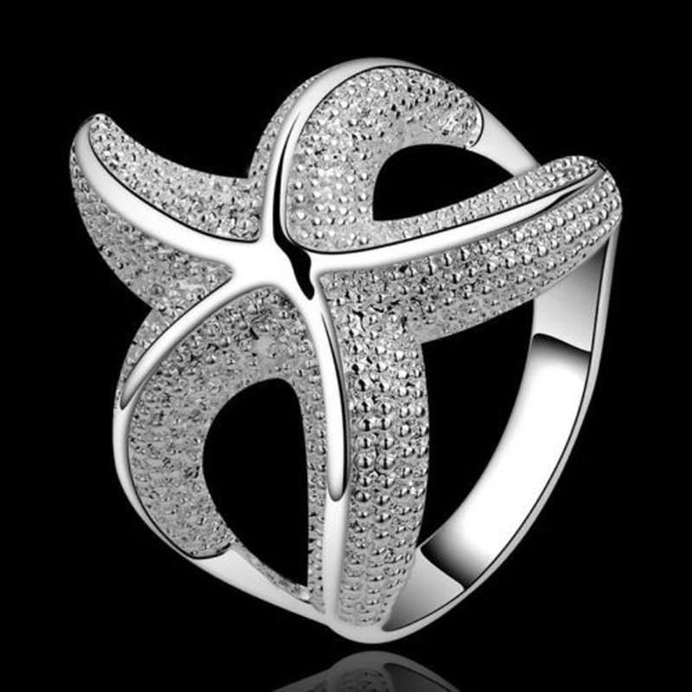 Fashion Women Silver Plated Starfish Finger Ring Party Jewelry Birthday Gift Image 8