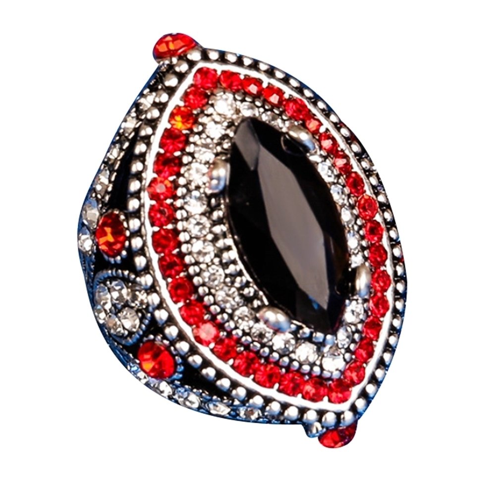 Luxury Marquise Cut Colorful Rhinestone Inlaid Women Finger Ring Party Jewelry Image 1