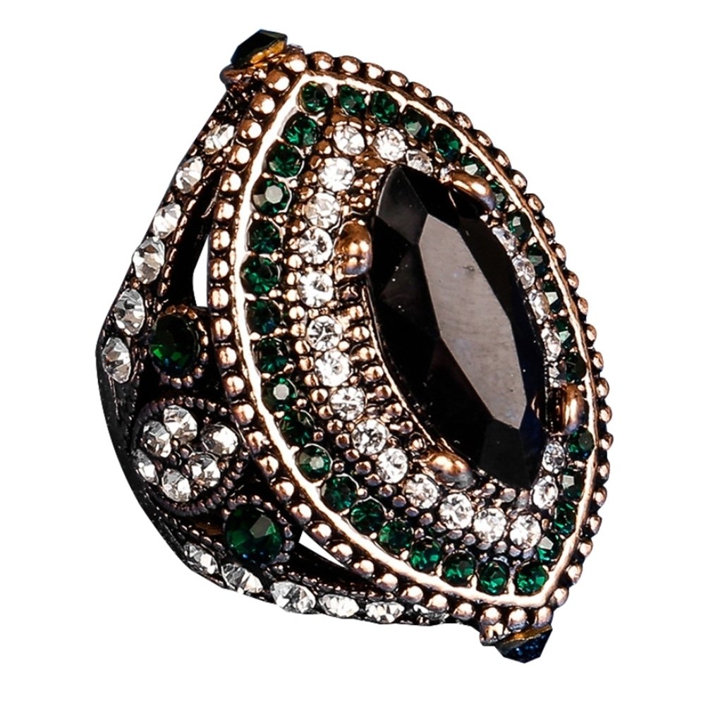 Luxury Marquise Cut Colorful Rhinestone Inlaid Women Finger Ring Party Jewelry Image 1