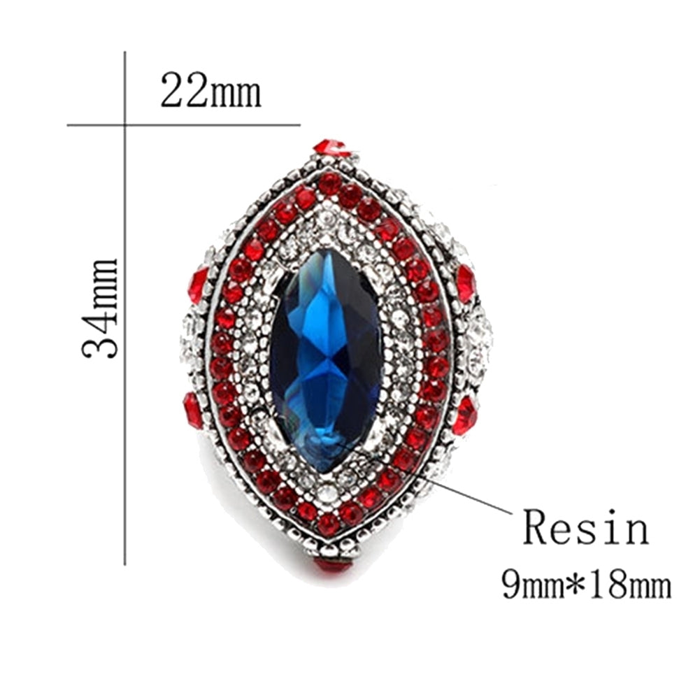 Luxury Marquise Cut Colorful Rhinestone Inlaid Women Finger Ring Party Jewelry Image 9