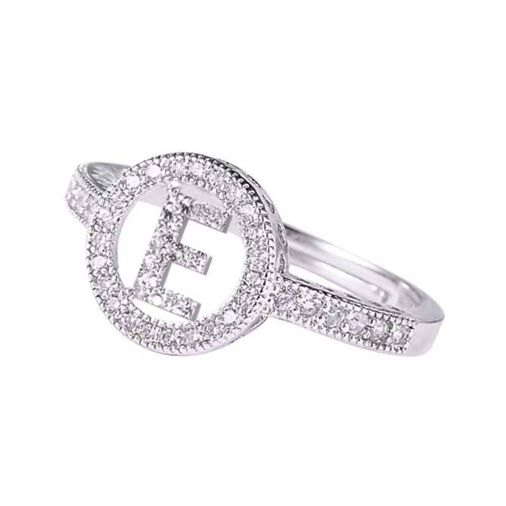 Women Cubic Zirconia Inlaid English Letters Hollow Open Finger Ring Jewelry Gift Image 2