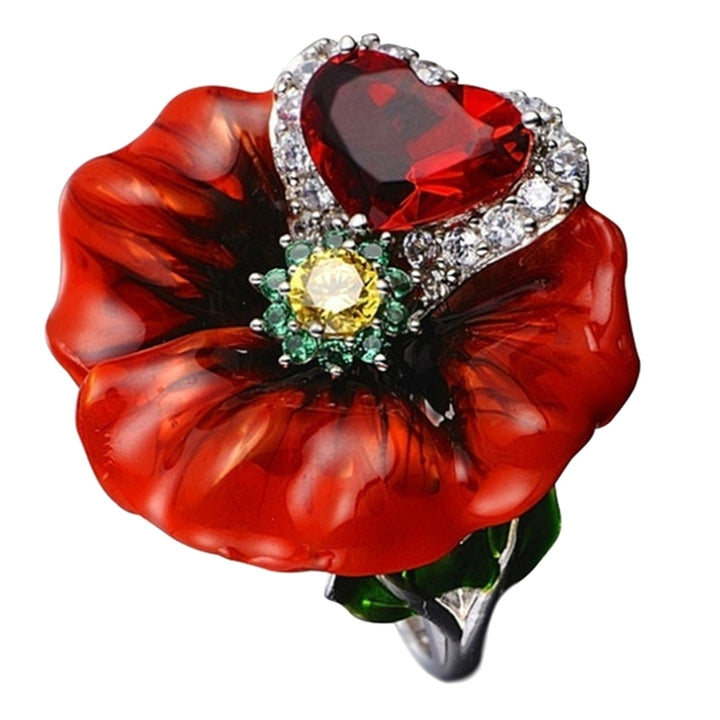 Wedding Party Fashion Flower Heart Shape Faux Ruby Finger Ring Bridal Jewelry Image 6