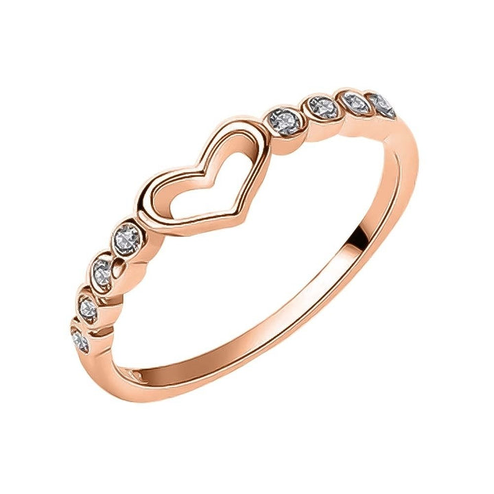 Women Hollow Heart Rhinestone Inlaid Finger Ring Wedding Party Jewelry Gift Image 2