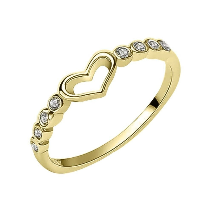 Women Hollow Heart Rhinestone Inlaid Finger Ring Wedding Party Jewelry Gift Image 4