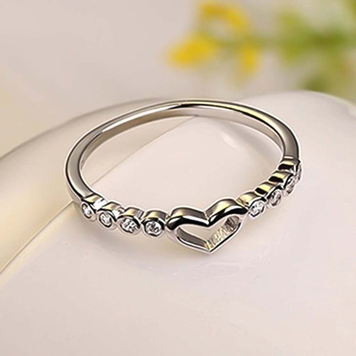 Women Hollow Heart Rhinestone Inlaid Finger Ring Wedding Party Jewelry Gift Image 8