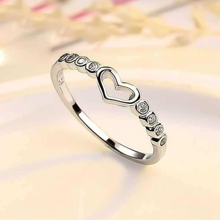 Women Hollow Heart Rhinestone Inlaid Finger Ring Wedding Party Jewelry Gift Image 11