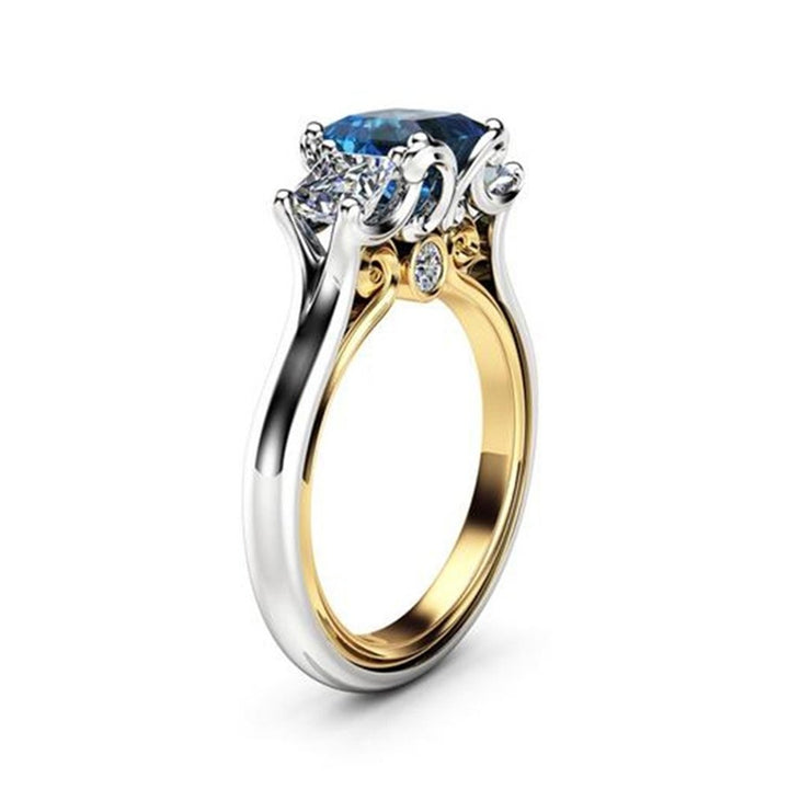 Women Square Faux Sapphire Inlaid Finger Ring Wedding Proposal Jewelry Gift Image 4