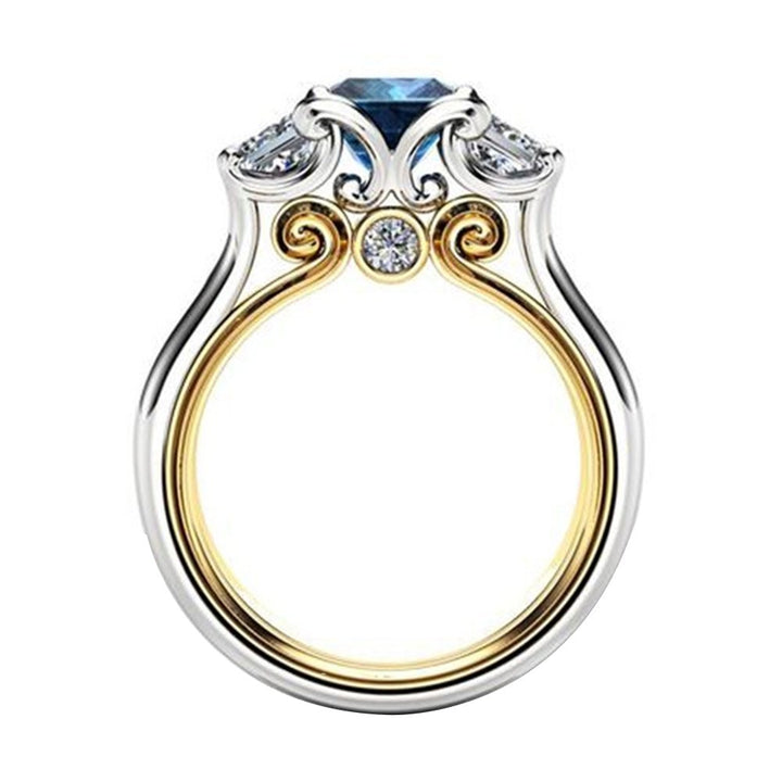 Women Square Faux Sapphire Inlaid Finger Ring Wedding Proposal Jewelry Gift Image 1