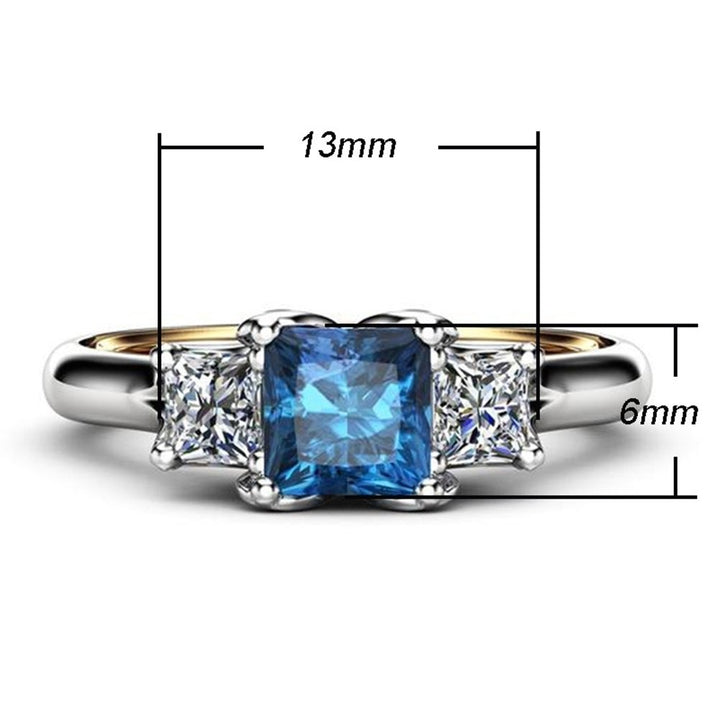 Women Square Faux Sapphire Inlaid Finger Ring Wedding Proposal Jewelry Gift Image 7