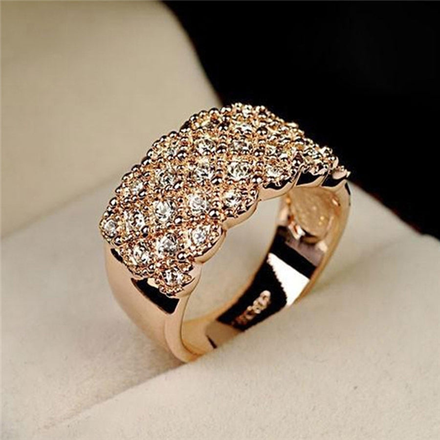 Luxury Ladies Rhinestone Inlaid Finger Ring Wedding Engagement Jewelry Gift Image 1