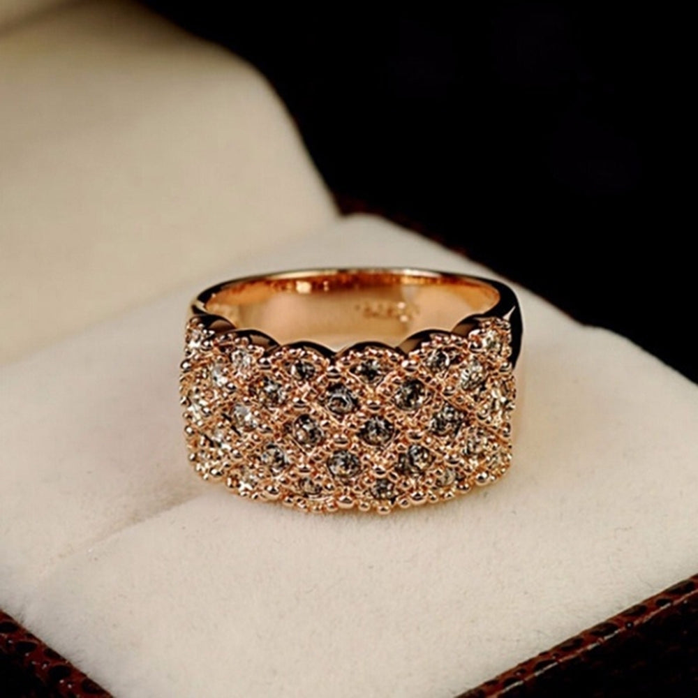 Luxury Ladies Rhinestone Inlaid Finger Ring Wedding Engagement Jewelry Gift Image 2