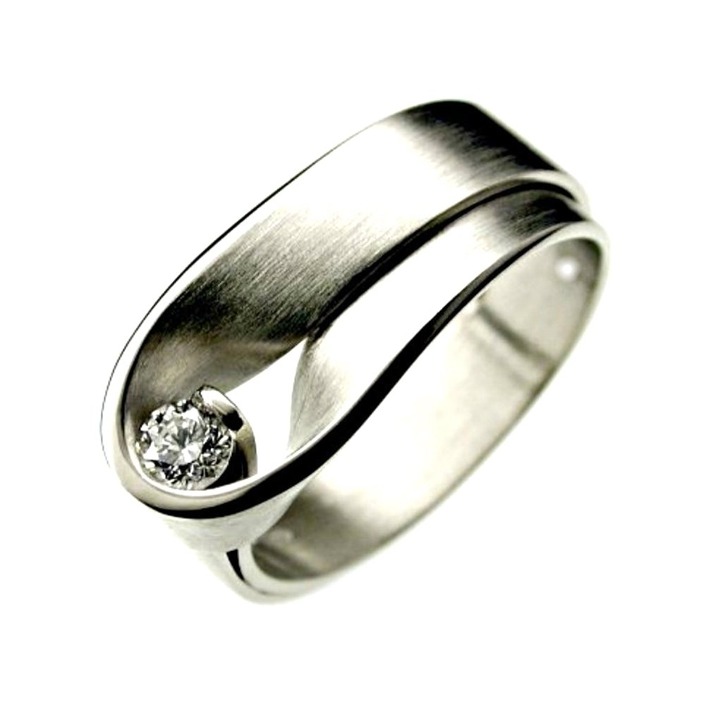 Fashion Unisex Cubic Zirconia Inlaid Wedding Engagement Finger Ring Jewelry Image 1