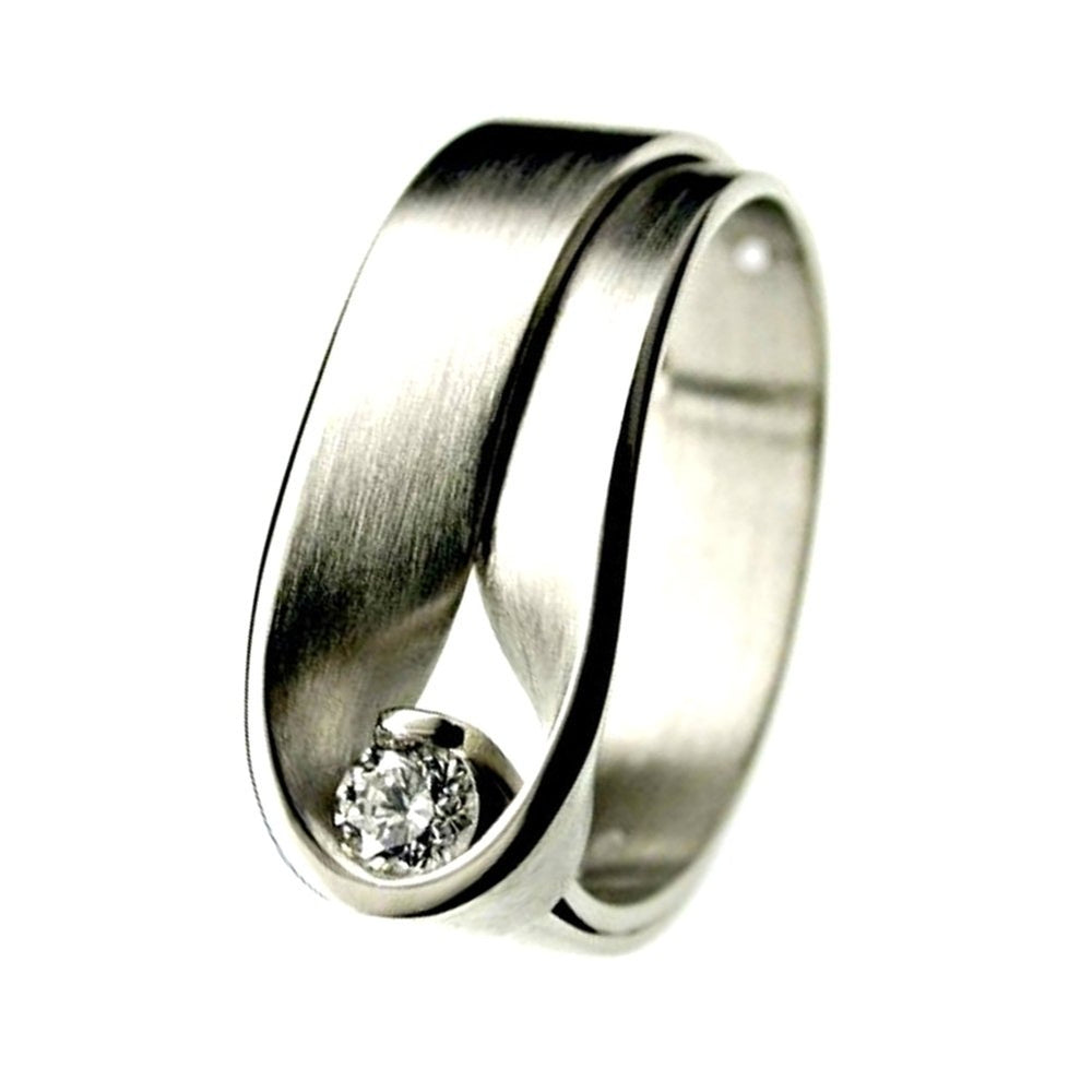 Fashion Unisex Cubic Zirconia Inlaid Wedding Engagement Finger Ring Jewelry Image 2