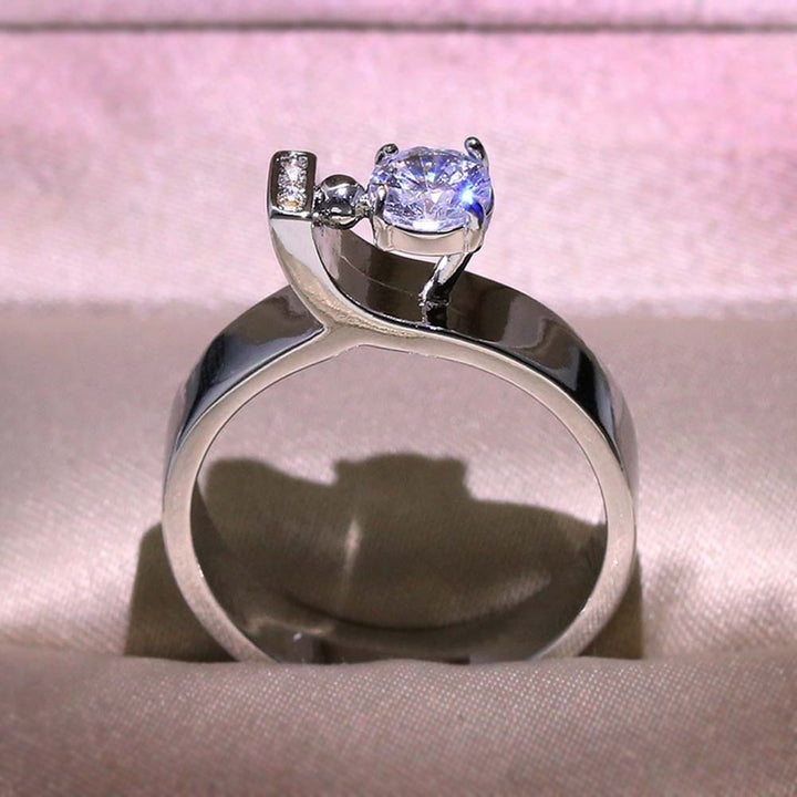 Women Round Cubic Zirconia Inlaid Finger Ring Wedding Engagement Jewelry Gift Image 3