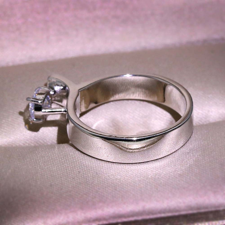 Women Round Cubic Zirconia Inlaid Finger Ring Wedding Engagement Jewelry Gift Image 4