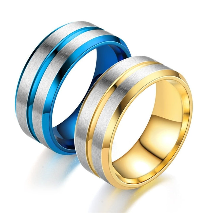 Fashion Men Women Two Tone Band Finger Ring Wedding Engagement Jewelry Gift Image 1