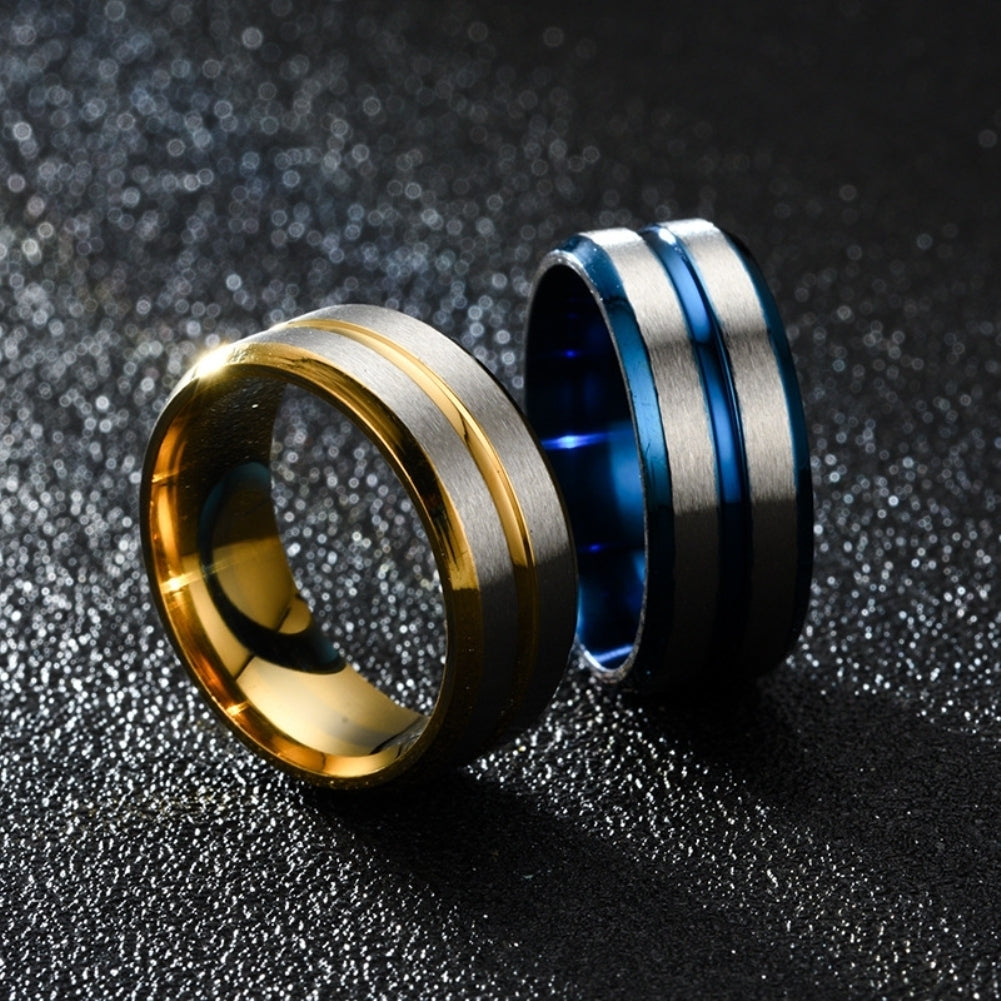 Fashion Men Women Two Tone Band Finger Ring Wedding Engagement Jewelry Gift Image 3